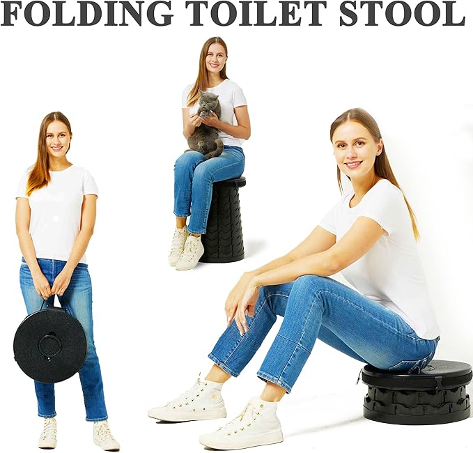 ALEVMOOM XXL Portable Toilet for Camping,880lbs Capacity,19.7" H Adjustable Portable Toilet with 7 Garbage Bags,Porta Potty for Adults,Collapsible Luggable Loo for Camping/Travel/Hiking/Car