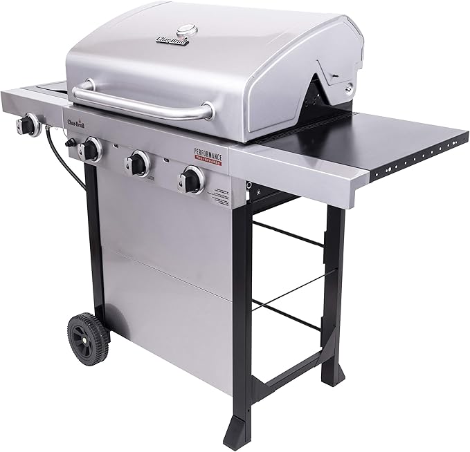 Char-Broil® Performance Series™ TRU-Infrared Cooking Technology 3-Burner with Side Burner Cart Propane Gas Stainless Steel Grill - 463370719