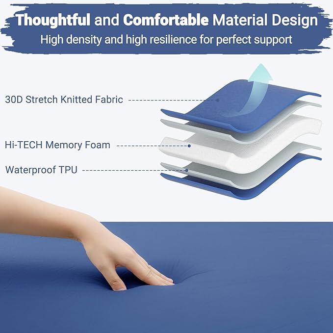 Elegear Self Inflating Sleeping Pad, Built-in Electric Pump 3.1" Ultra-Thick Memory Foam Camping Mattress Pad with Pillow Double Sleeping Pad for Camping R-Value 9.5 Foam Camp Pad for Car/Traveling