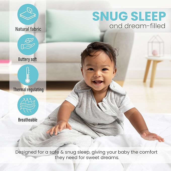 Rayon Made from Bamboo Sleep Sack 1.0 TOG 18-36 Months Unisex Baby Sleeping Bag with 2-Way Zipper Breathable Wearable Blanket Baby