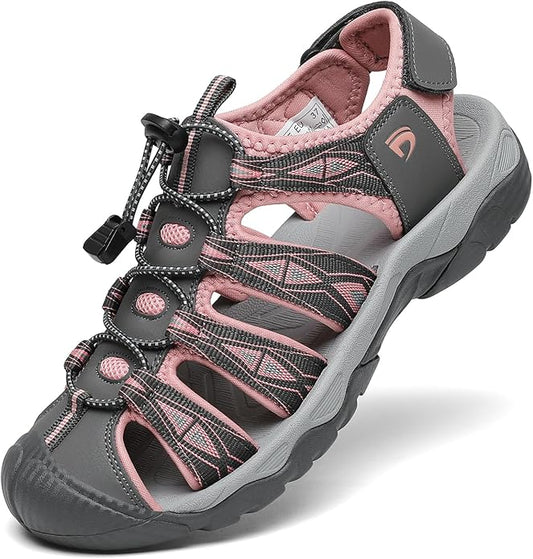 Dannto Women's Sport Hiking Sandals Closed Toe Outdoor Athletic Walking Sandal Lightweight Summer Water Shoes