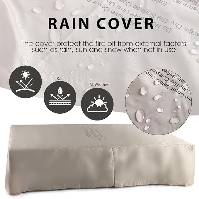 60" Rectangular Propane Fire Pit – 50,000 BTU Fire Pit with Rocks – Backyard Firepits Outdoor – Propane Gas Fireplace for Deck or Patio