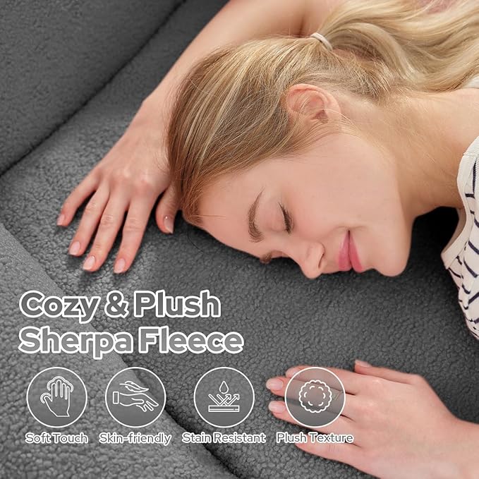 HABUTWAY Inflatable Bean Bag Chairs for Adult Blow up Chair Portable Inflatable Bean Bag Couch w/Electric Air Pump,Handle & Side Pocket for Movie Night Reading Gaming Living Room - Light Grey