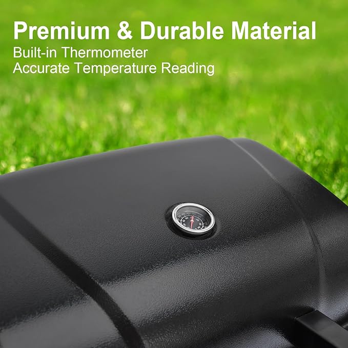 BrandMan Portable 1-Burner Tabletop Propane Gas Grill – Compact BBQ Grill with 239.9 sq.in Cooking Area, Lid Lock, Thermometer & Foldable Legs for Camping, Tailgating & Outdoor Cooking