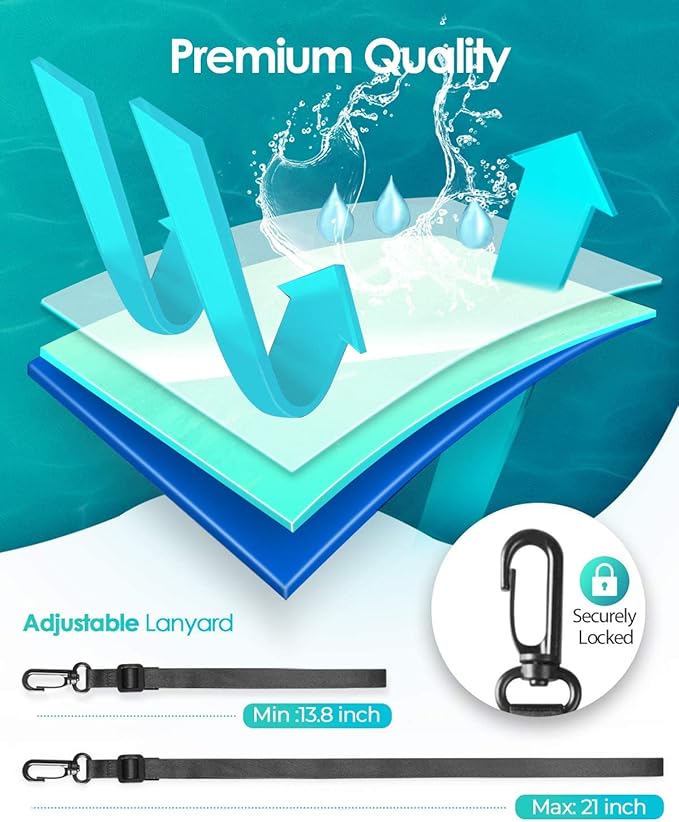 Hiearcool Universal Waterproof Phone Pouch,Underwater Dry Bag for iPhone 16 15 14 13 Pro Max XS Plus up to 8.3",IPX8 Cell Phone Case for Cruise Travel Essentials-Black&Clear-2Pack