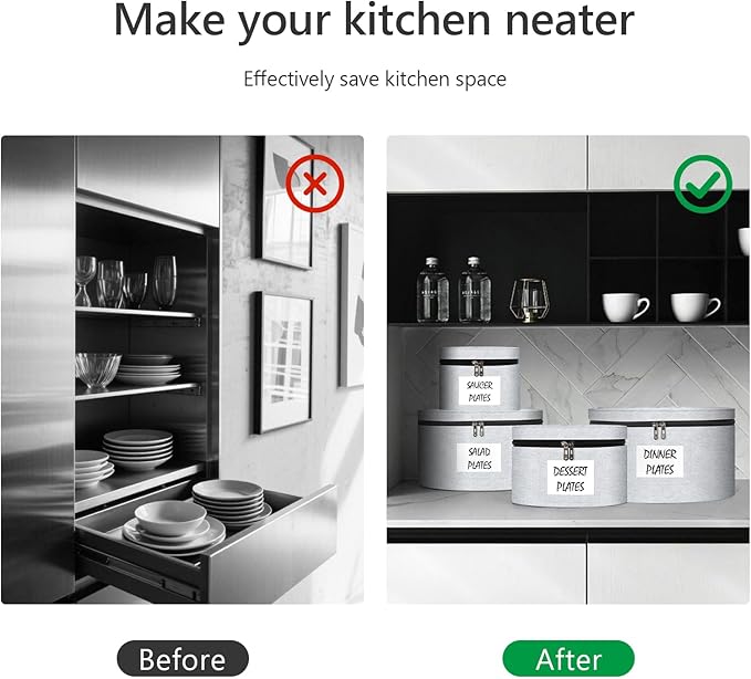 Anycosy China Storage Containers 4 Piece Set Moving Boxes for Dinnerware Stackable Moving Storage Box with Felt Plate Dividers Hard Shell Case for Organizing Dishes