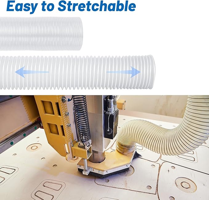 4" x 10' Heavy PVC Dust Collection Hose, Puncture Resistant PVC Dust Collection Hose with Carbon Steel Wire Coil, Flexible Clear PVC Fume Collection Hose for Dust Collectors