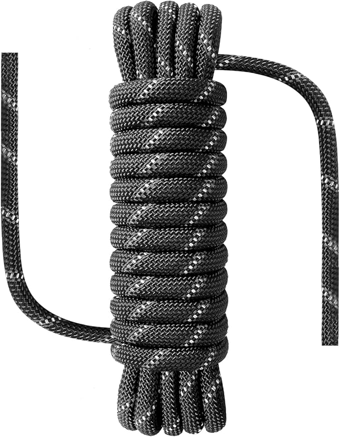 1/2 in x 16 ft Boat Marine Rope for Canyoneering, Floating, Fishing, Rafting, Camping, Hiking, Hunting, Anchor, Arborist Tree, Rafting, Rescue, Knotting Practice Nylon/Polyester Black