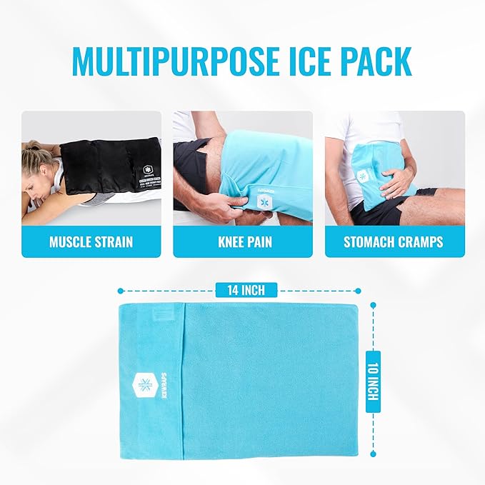 ICEWRAPS 10”x14” Reusable Ice Pack with Soft Fabric Cover - Multipurpose Flexible Cold Therapy Clay Ice Packs for Knee and Back Swelling, Injury, and Chronic Pain Relief
