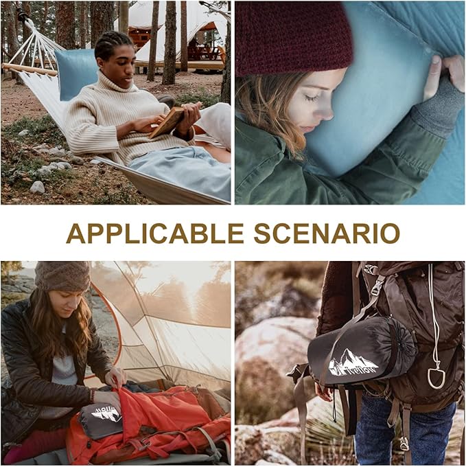 Ivellow Memory Foam Travel Pillow Compressible Camping Pillow for Sleeping Shredded Memory Foam Pillow Compact Firm Supportive Travel Pillow for Adults Kids Outdoor Hiking Essential Gear Blue-M