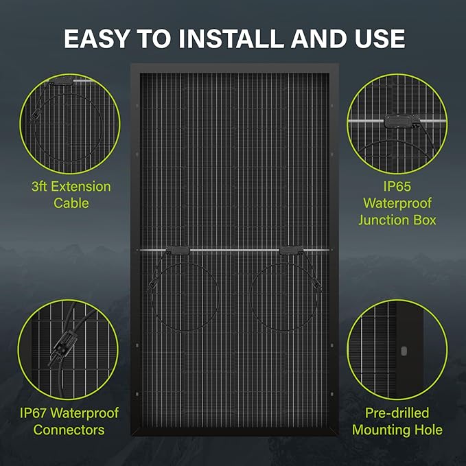 Newpowa Bifacial 200 Watt 12 Volt Solar Panel 10BB Monocrystalline Double-Side 25% High-Efficiency, PV Module Power Charger for RV Marine Boat Farm and Other Off-Grid Applications