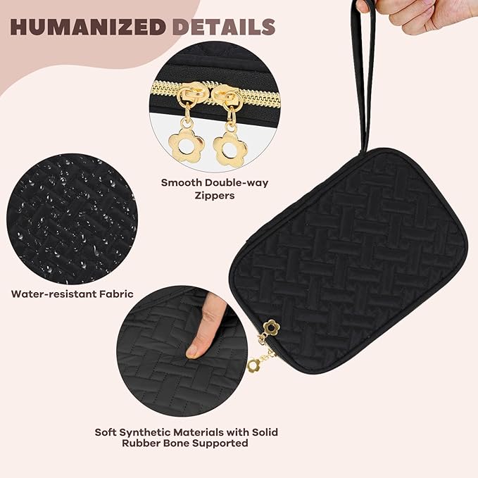 Electronics Organizer Travel Case, Charger Bag Cord Organizer Travel, Compact Tech Pouch Cable Organizer Bag for Charger, Cords, Phone, Headphones, Flash Drive, SD Card (Black, Small-Single Layer)