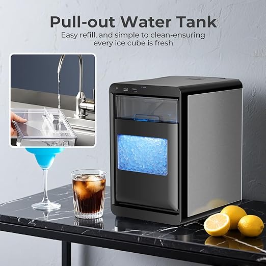 Antarctic Star Nugget Ice Maker Countertop - 44LB/Day, Self-Cleaning Portable Ice Machine with LED Display, 10-15 Minute Fast Ice Making for Home/Office/Bar