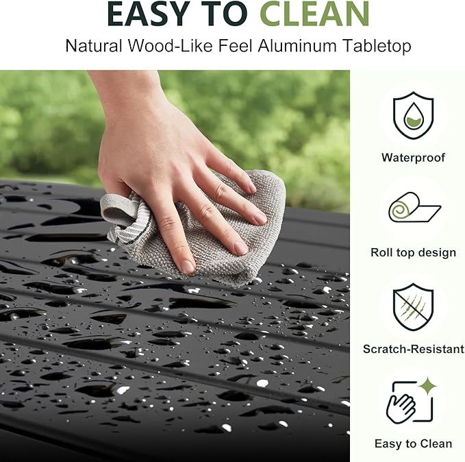 Folding Camping Table, Compact Ultralight Aluminum Design Portable Camping Table with with Storage Basket and Carring Bag for Camping Hiking BBQ Picnic Outdoor Cooking 22" Black