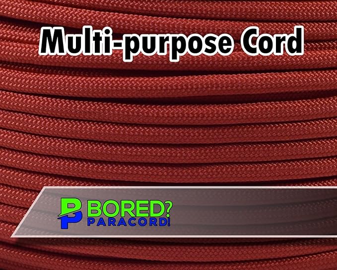 BORED? PARACORD! 550 lb Paracord - Ideal for Crafting, Camping, DIY Projects, Active & Military Outdoors - Strong Survival Rope - Tactical Parachute Cord Type III - Solar Orange 50 Feet