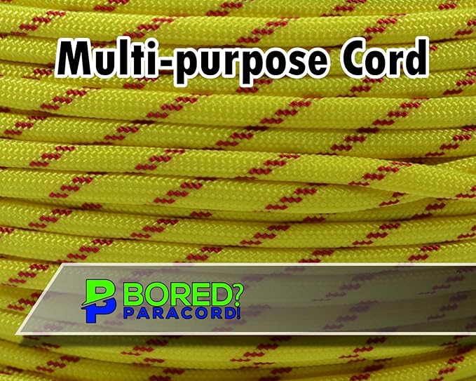BORED? PARACORD! 550 lb Paracord - Ideal for Crafting, Camping, DIY Projects, Active & Military Outdoors - Strong Survival Rope - Tactical Parachute Cord Type III - Fast Pitch 50 Feet