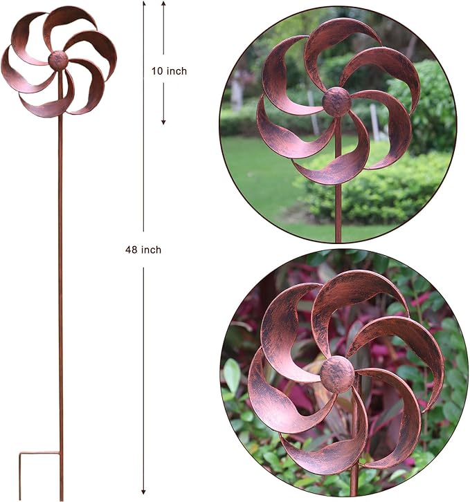 360 Degree Swivel Metal Wind Spinner Single Blade Willow Leaves Classic Outdoor Decor for Garden Patio Lawn Yard 48x10 Inches