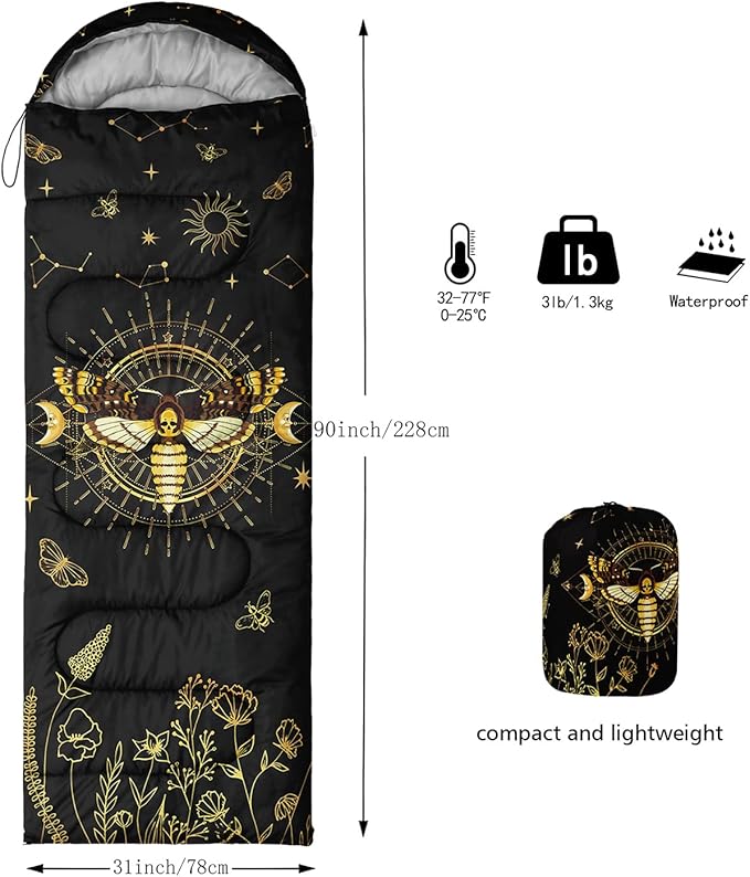 CVHOUSE Camping Sleeping Bags,3 Season Warm & Cool Weather,Lightweight,Waterproof Sleeping Bags for Adults & Kids,Traveling,and Outdoors,Camping Gear Equipment