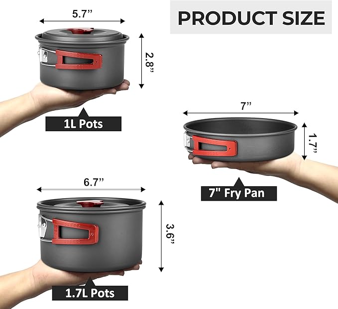Alocs Camping Cookware, Portable Camping Essentials with Accessories, Camping Gear Camping Cooking Set for Outdoor Cooking, Backpacking, Hiking and Picnic.