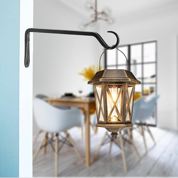 10 inch Plant Hanger, Sturdy Hanging Plant Bracket Outdoor, Hanging Plant Wall Hook Heavy Duty, for Hanging Bird Feeders, Planters, Lanterns, Wind Chimes, Indoor/Outdoor Use, Black, Set of 2