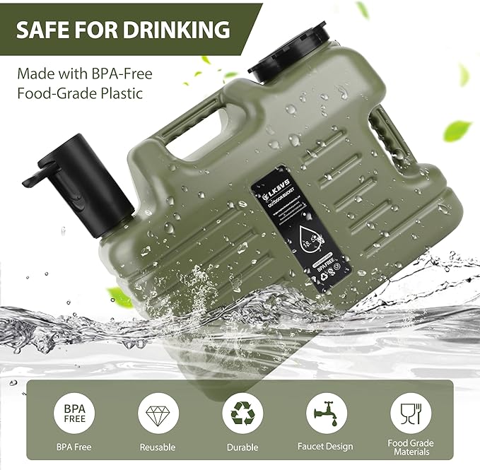 5 Gallon Water Jug with Foldable Auto Pump, BPA-Free Leak-Proof Camping Water Container Spigot, Type-C Rechargeable, Portable Water Dispenser Tank for Hiking, Outdoors & Emergency Water Storage