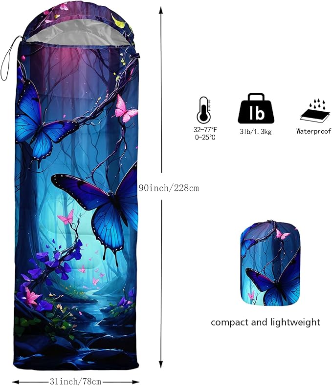 AILONEN Outer Space Astronaut Camping Sleeping Bags,Lightweight & Waterproof,3 Season Warm & Cool Weather,Cartoon Sleeping Bags for Kids,Boys Girls Travelling,Outdoors