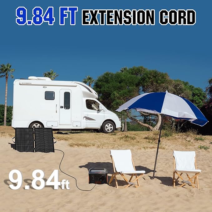 ECO-WORTHY 100W Portable Solar Panel with PWM Solar Charge Controller 30A, Foldable Solar Panel Kit Adjustable Kickstand IP65 Waterproof for Power Station Camping RV Travel Trailer