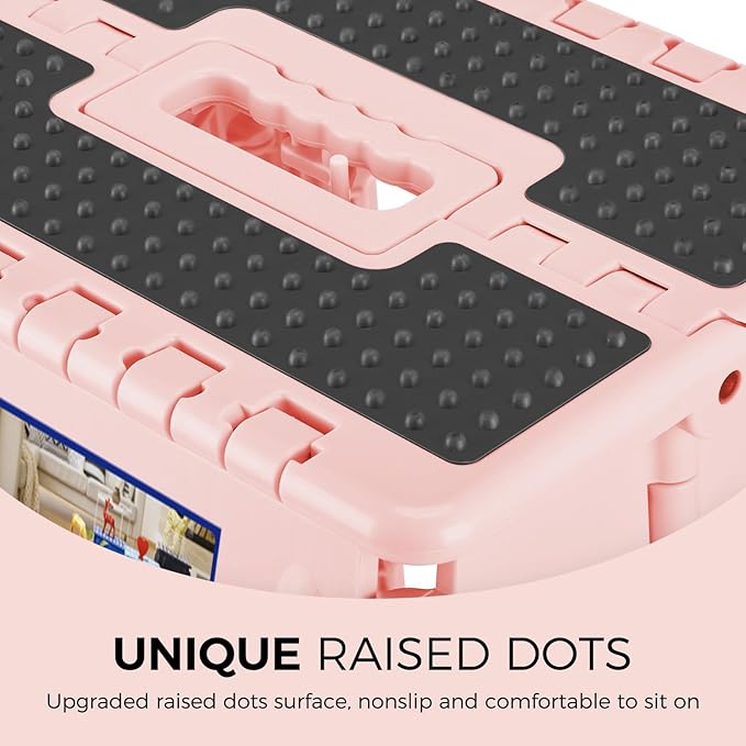 ACKO Folding Step Stool 13 inch Height Premium Heavy Duty Foldable Step Stools for Adults and Kids, Kitchen Plastic Small Collapsible Stepping Stool Hold Up to 300 LB Dot Pink (1 Pack)