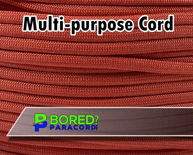 BORED? PARACORD! 550 lb Paracord - Ideal for Crafting, Camping, DIY Projects, Active & Military Outdoors - Strong Survival Rope - Tactical Parachute Cord Type III - International Orange 100 Feet