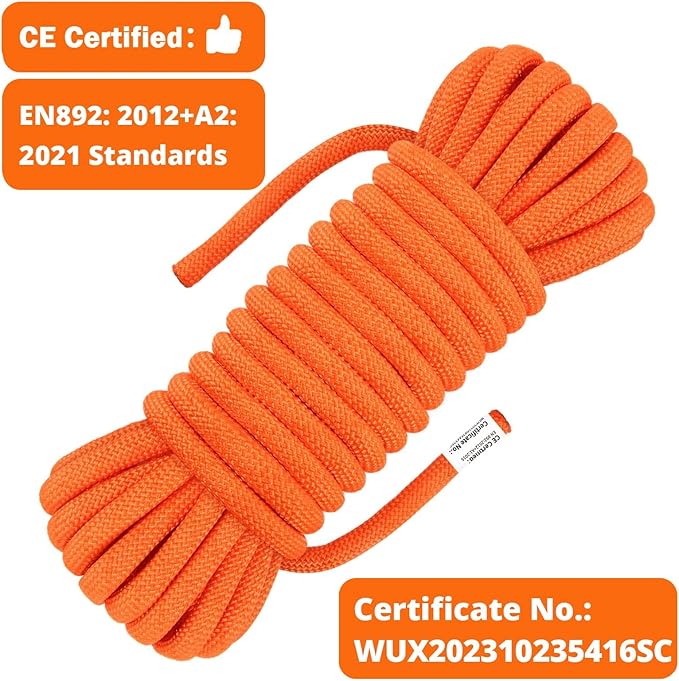 AOLEBA 10.5 mm Static Climbing Rope 10M(32ft) 20M(64ft) 30M(96ft) 50M(160ft) 70M(230ft) Outdoor Rock Climbing Rope, Escape Rope Ice Climbing Equipment Fire Rescue Parachute Rope