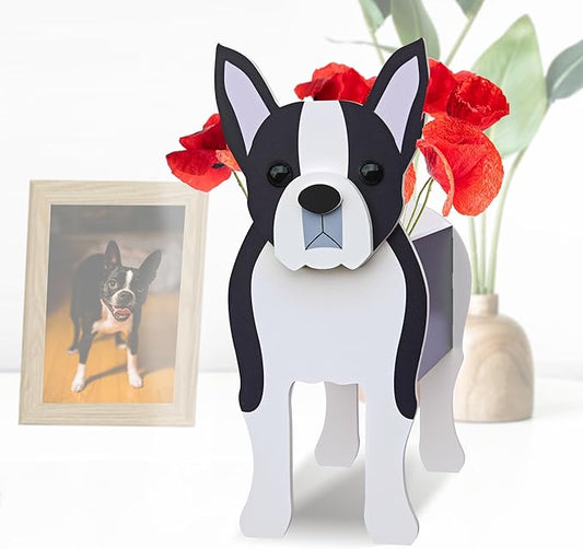 Boston Terrier Dog Planter, Pet Shape Garden Pots Plant Pots for Indoor/Outdoor Gardens Decoration, Cute, Surprise Gifts/Souvenirs for Pet Lovers