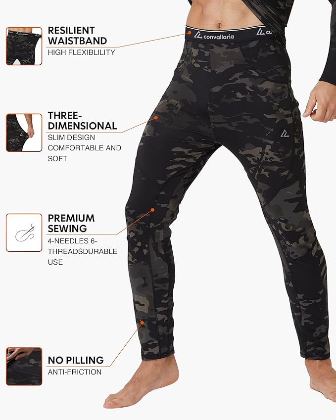 CL convallaria Thermal Underwear Long Johns Set Mens Winter Gift Hunting Gear Sport Base Layer Bottom Top