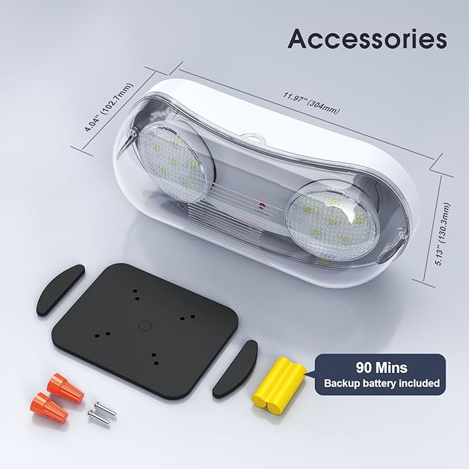 Wet Location Rated Outdoor Emergency Light,Waterproof Exterior Led Emergency Lights with Battery Backup,Adjustable Heads,Commercial Hardwired Emergency Lighting,UL Listed,120-347V (6 Pack)