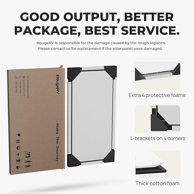 BougeRV Bifacial 200 Watts Mono 10BB Cell Solar Panel, 23% High-Efficiency Monocrystalline Module Work with 12 Volts Charger for RV Camping Home Boat Marine Off-Grid, 53.5 x 30.2 x 1.4 in