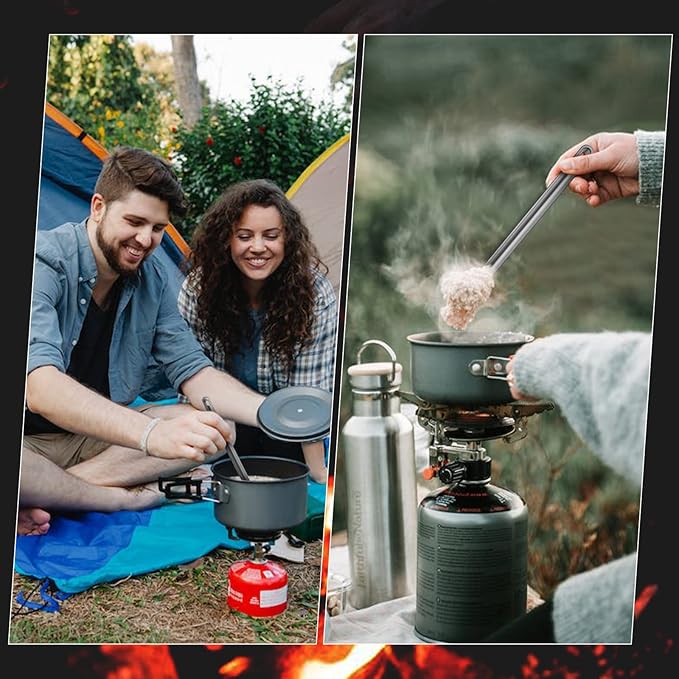 4 Pieces Titanium Long Handle Spork and Spoon Ultralight Portabale Flatware 8.7 Inch Soup Spoon Camping Spork for Outdoor Camping Backpacking Hiking Travel Picnic Tableware (Silver)