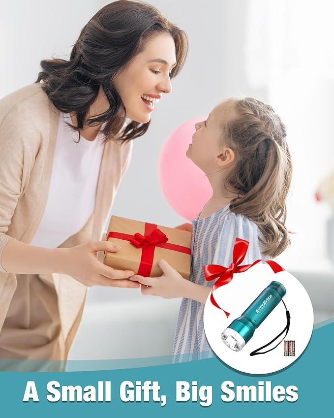 EverBrite Mini Flashlight, LED Flash Light with 3 Modes, 3 AAA Batteries Included, Water-Resistant Small Flashlight for Emergencies and Camping, Blue, 1 Pack