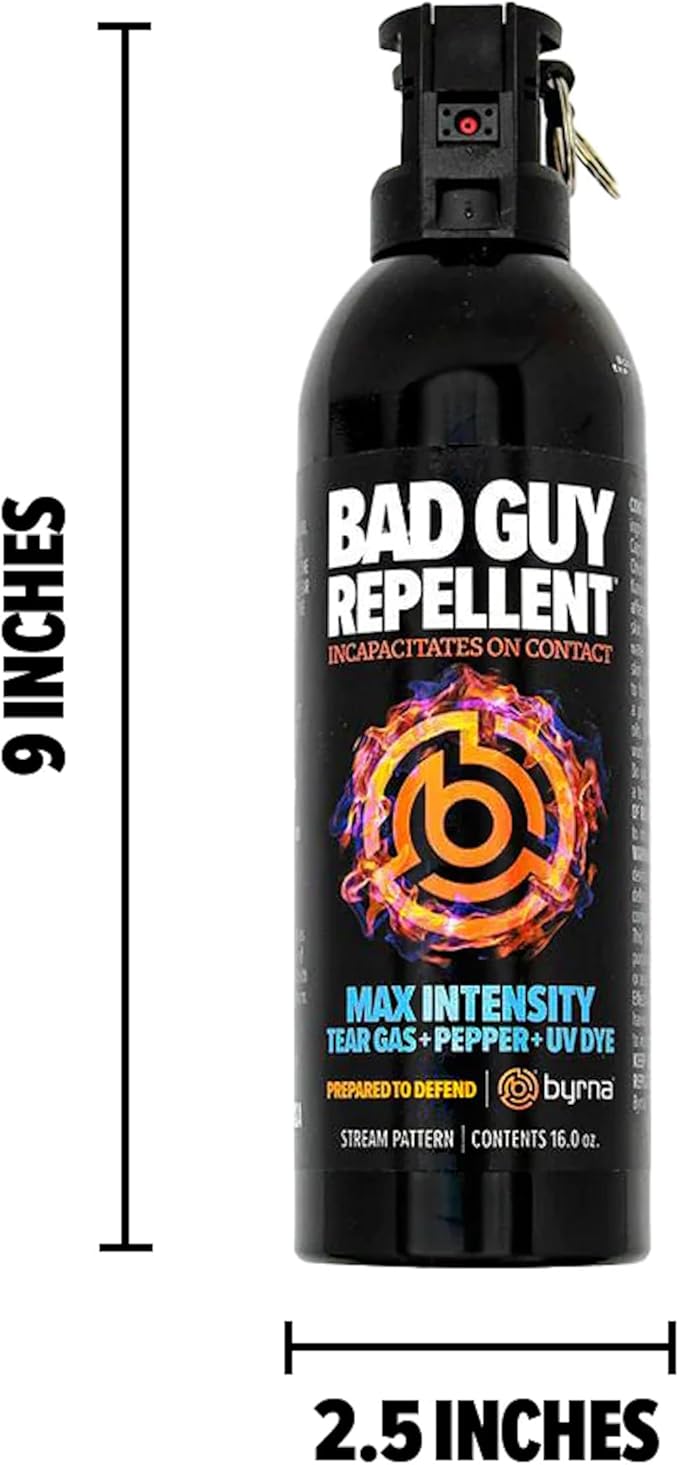 Byrna BGR Pepper Spray - Maximum Stopping Power | Attacker Tracker UV Marking DYE Technology | Military Strength Self-Defense Stream Spray (30 Foot Range) - 1 LB