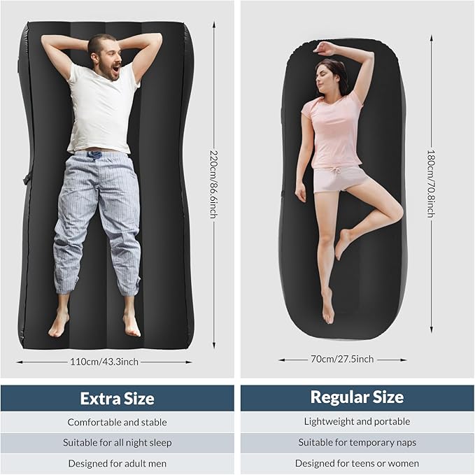 Bestrip Inflatable Couch with Built in Pump - Upgraded Extra Size Air Lounger Sofa, Portable Blow up Mattress Bed with Storage Bag, Inflatable Bed for Home, Camping & Guests