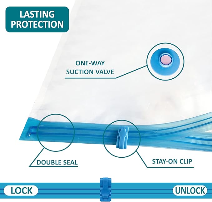 30 Pack Vacuum Storage Bags, Space Saver Vacuum Storage Bags, Vacuum Seal Bags for Clothing, Clothes, Comforters and Blankets, Hand Pump Included