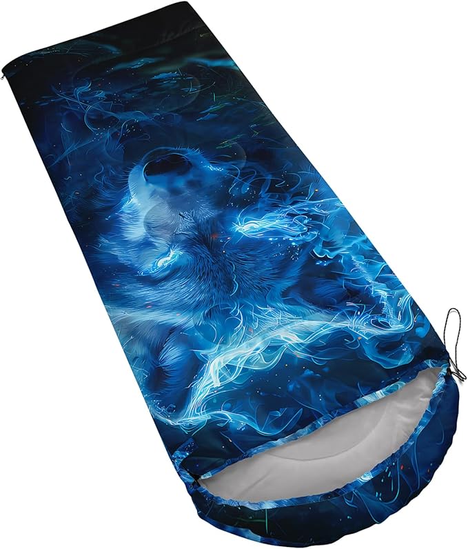 AILONEN Blue Glowing Basketball Sleeping Bag for Kids Boys,Warm and Cool Weather,Lightweight,Waterproof Backpacking,City Theme Ball Sports Sleeping Bag for Camping