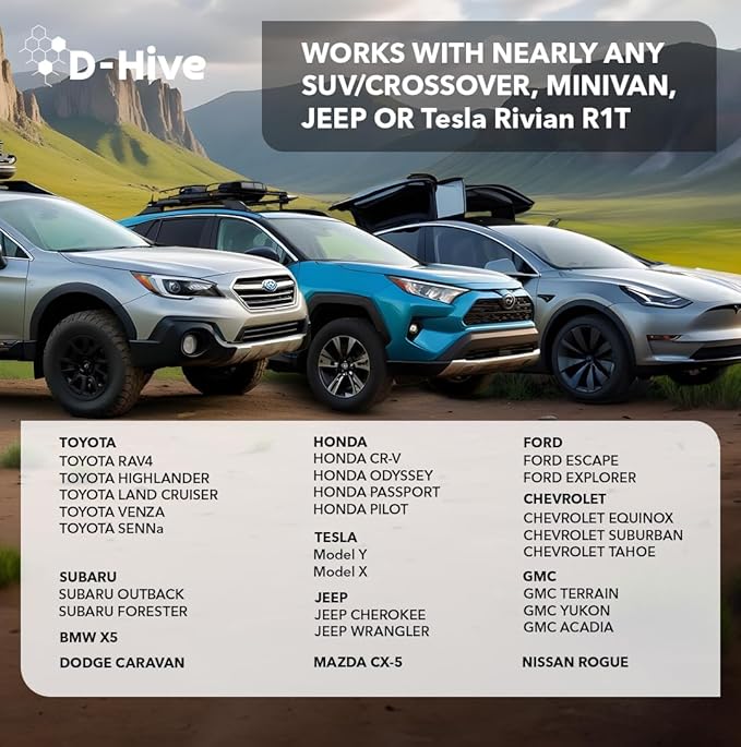 D-Hive Unbeatable Durability SUV Air Mattress for Car Camping, Durable Extra Thick 300D Oxford Fabric, Quick Easy Set-Up w/Electric Pump, Bed Mattress, Mattress for SUV, Car Air Mattress