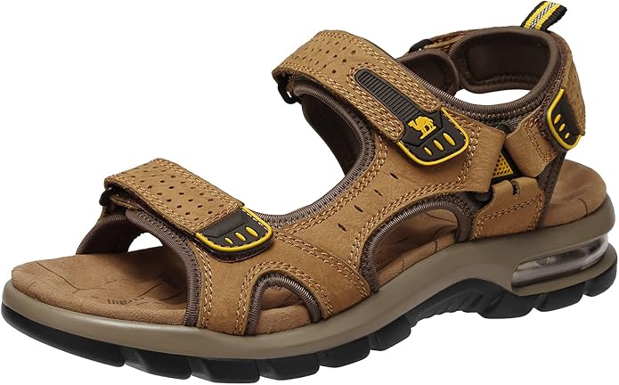 CAMEL CROWN Men's Leather Sandals for Hiking Walking Beach Treads Water Athletic Outdoor with Premium Air Cushion | Waterproof