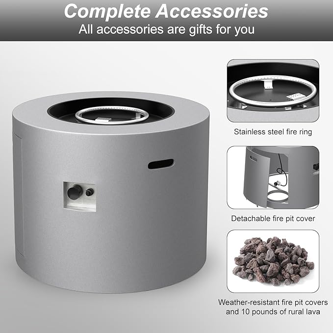 32" Smokeless Propane Fire Pit Table w/Lid, All in One Outdoor Fire Table, Alloy Steel Round Patio Firepit Table 50,000 BTUs, Lava Rocks, Weatherproof Cover, CSA Certified, for Deck, Backyard and Pool