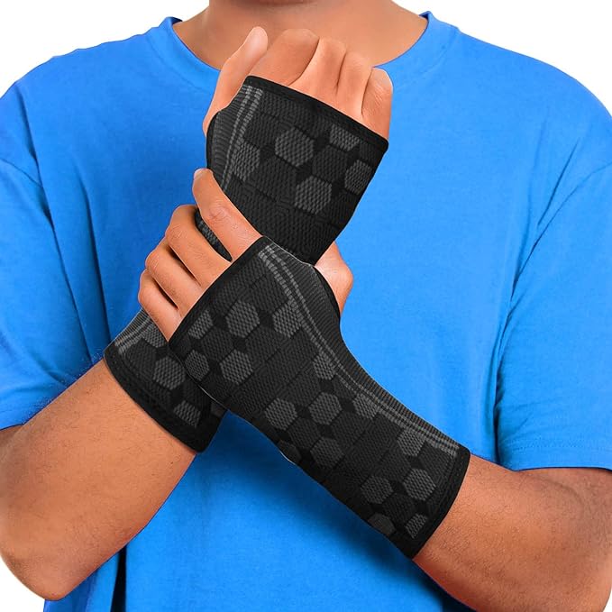 Sparthos Wrist Support Sleeves (Pair) – Medical Compression for Carpal Tunnel and Wrist Pain Relief – Wrist Brace for Men and Women – Made from Innovative Breathable Elastic Blend