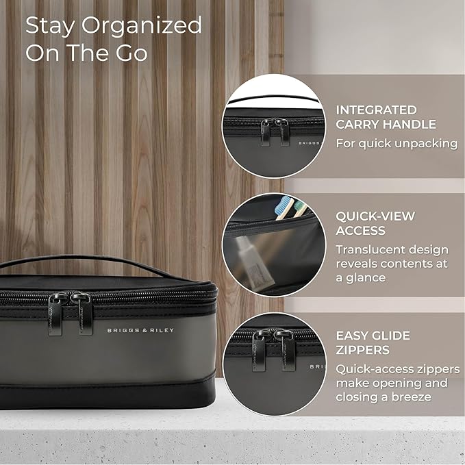 Briggs & Riley Toiletry Kit - Travel Bags for Women & Men, Organizer for Vacation, Dopp Kit for Bathroom Accessories, Makeup, & Skincare