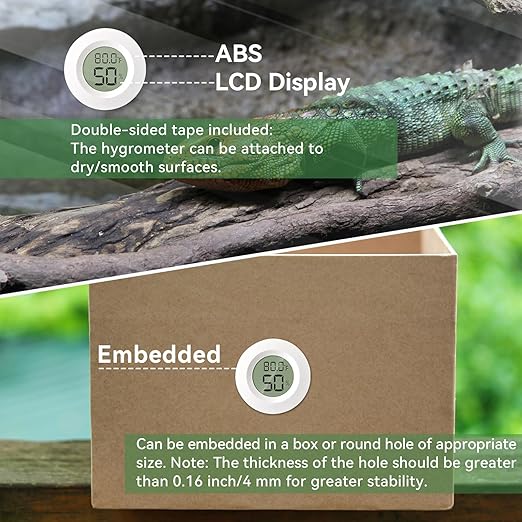 3-Pack Mini Hygrometer & Thermometer, Indoor Outdoor Digital Humidity Meter Gauge Temperature, ℉/℃, for Home, Office, Reptile, Car, Greenhouse, Lab, Terrarium, Cellar.. A01 White