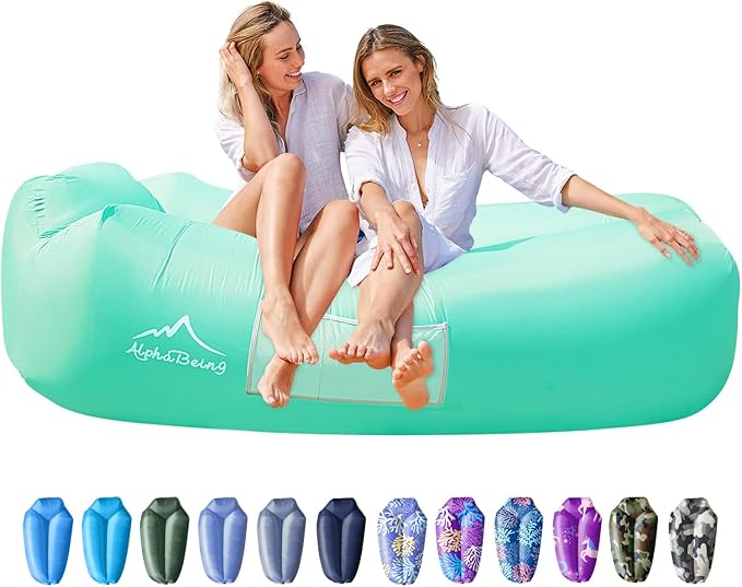 AlphaBeing Inflatable Lounger Beach Chair Accessories, Air Sofa Hammock Inflatable Couch for Camping Backyard Lakeside with Compression Sacks, Ideal Outdoor Gifts for Adults