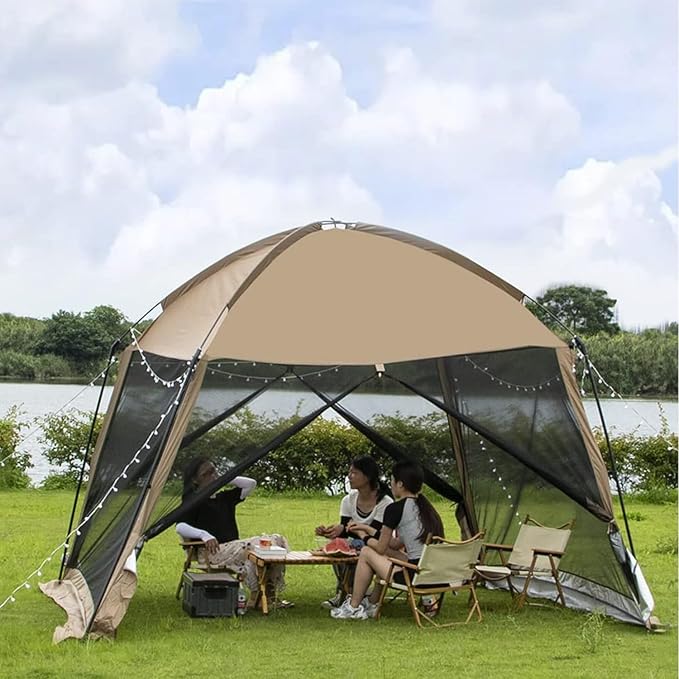 GVDV Screen House Tent 11x11 Ft Mesh Net, Outdoor Camping Screen Room Sun Shade Gazebo Shelter Included Carry Bag, Easy Setup & Waterproof, Perfect for Family Picnic, Backyards, BBQ and Party