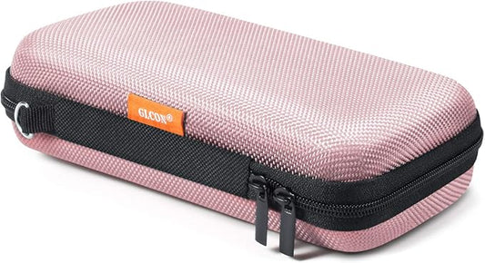 GLCON Cell Phone Carrying Case - Portable Hard EVA Charger Case - High Protection Small Zipper Travel Pouch Storage Bag Electronic Organizer for Battery, GPS, Hard Drive, Charging Cable, Cord - Pink