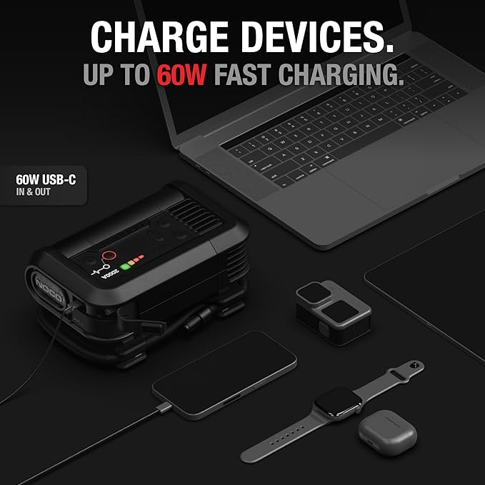 NOCO Boost+Air AX65: 2000A Jump Starter with Air Compressor Tire Inflator – Starts 8.0L Gas & 6.0L Diesel – 67 SLPM Airflow Inflates 0–40 PSI in 2 Minutes